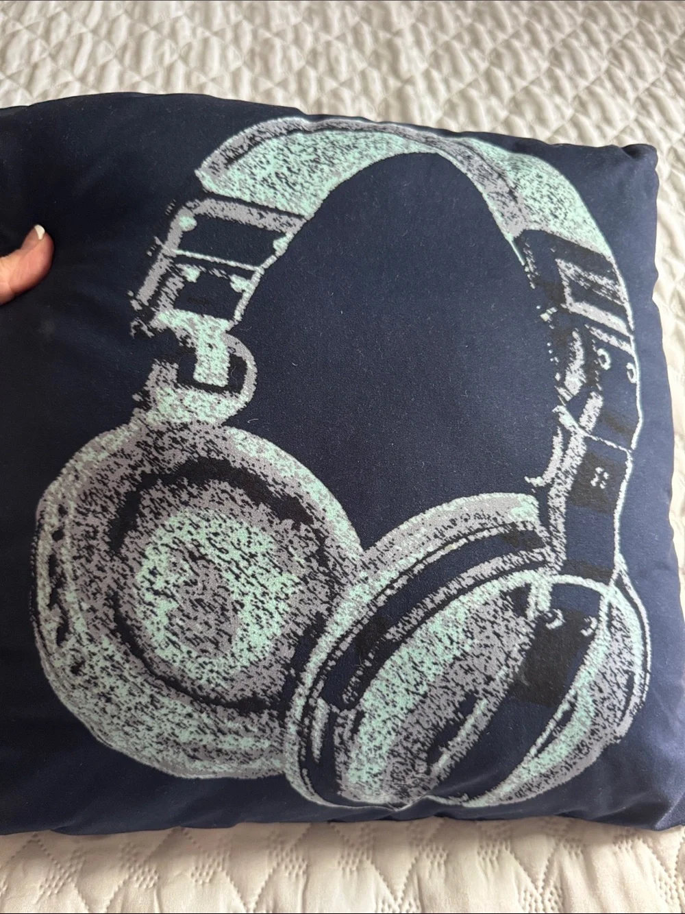 Aeropostale Navy Pillow with Mint Headphone Graphic